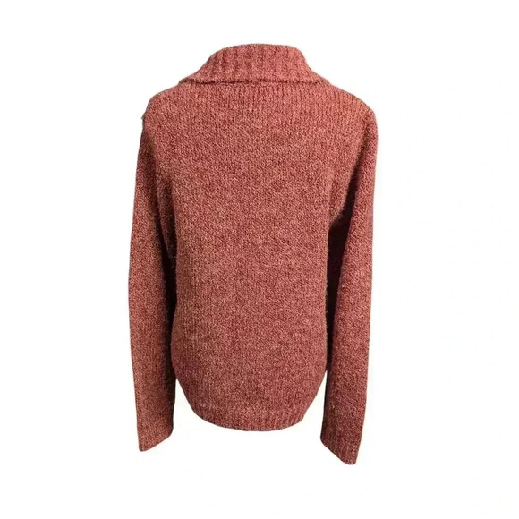 Croft & Barrow Women's Large Heather Mauve Full Zip Collared Knit Sweater - Picture 7 of 9